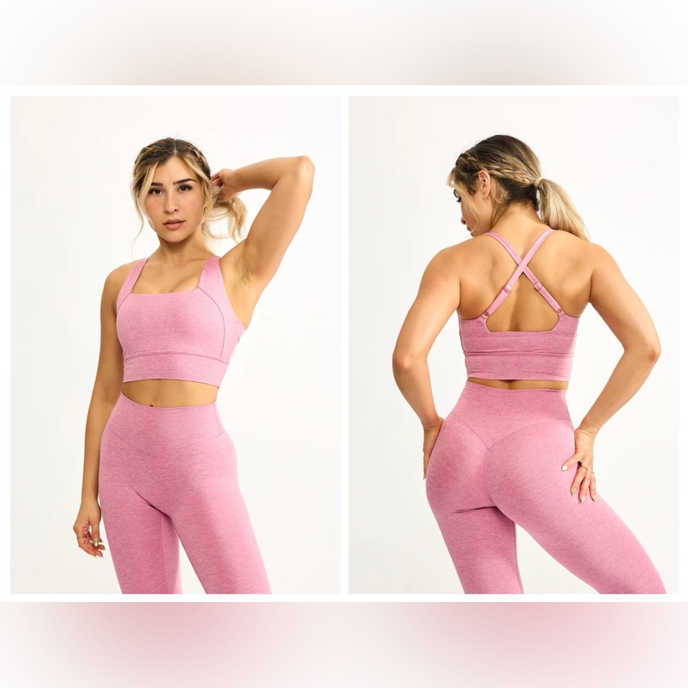 Buffbunny Dream Heather Square Neck Sports Bra in Bloom